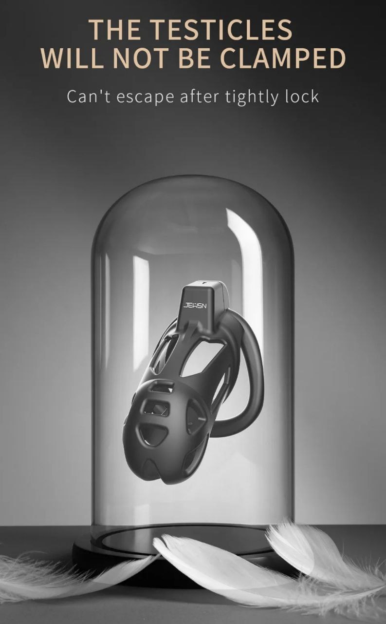 Cage de chasteté noire premium sous cloche en verre